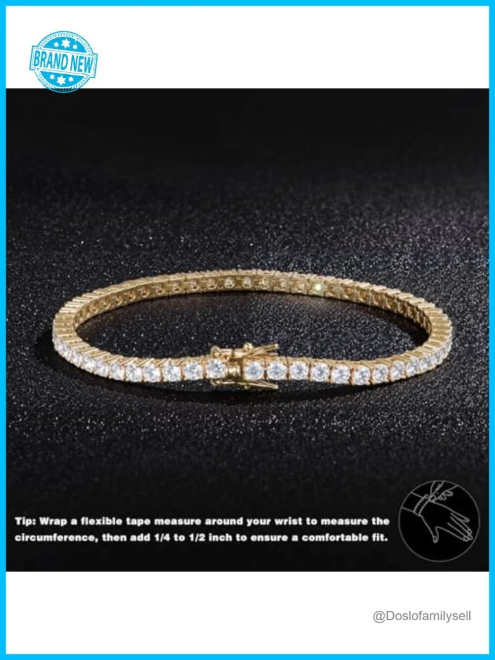 3mm CZ Tennis Bracelet 18K Gold Plated Classic CZ Bracelet for Daily Wear Party